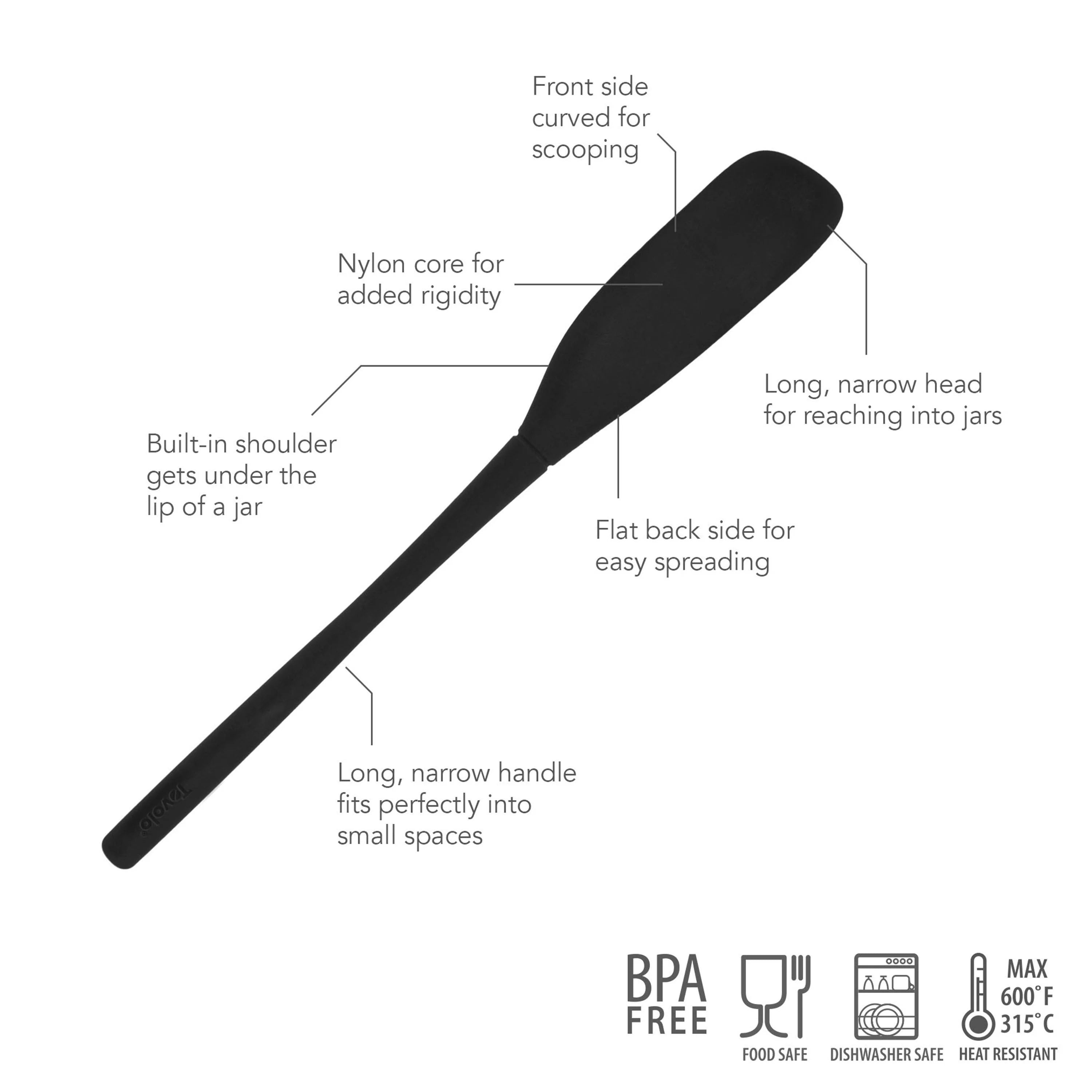 Silicone Jar Scraper BLACK Flex-Core