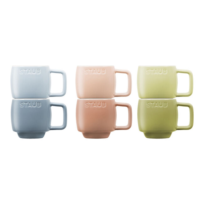 ZWIL STAUB 6 pc Espresso Mug Set Pastel Macaron (3.5 oz) CERAMIQUE ZWILLING J.A. HENCKELS