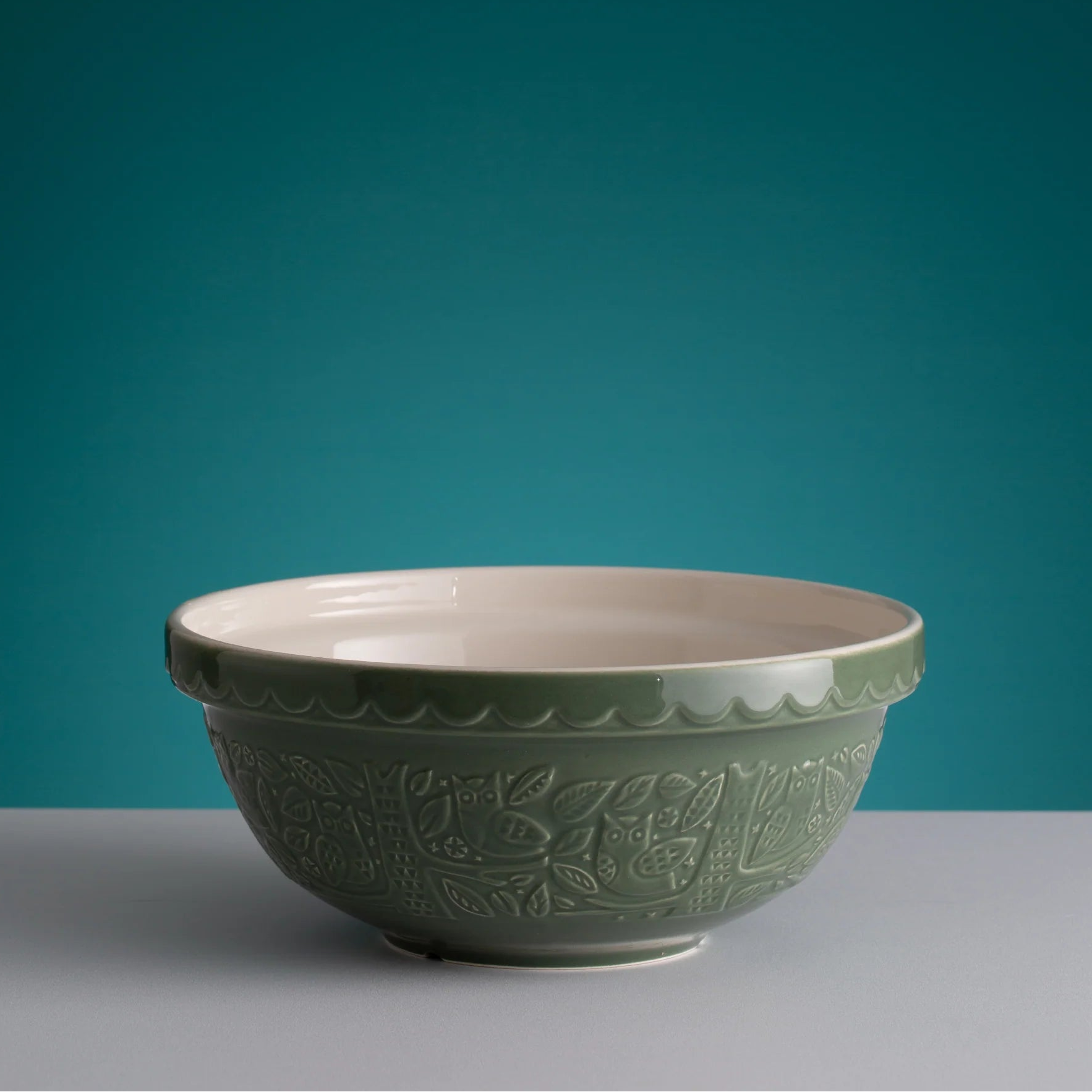 MC S18 Owl Green Mixing Bowl MASON CASH [3] In The Forest