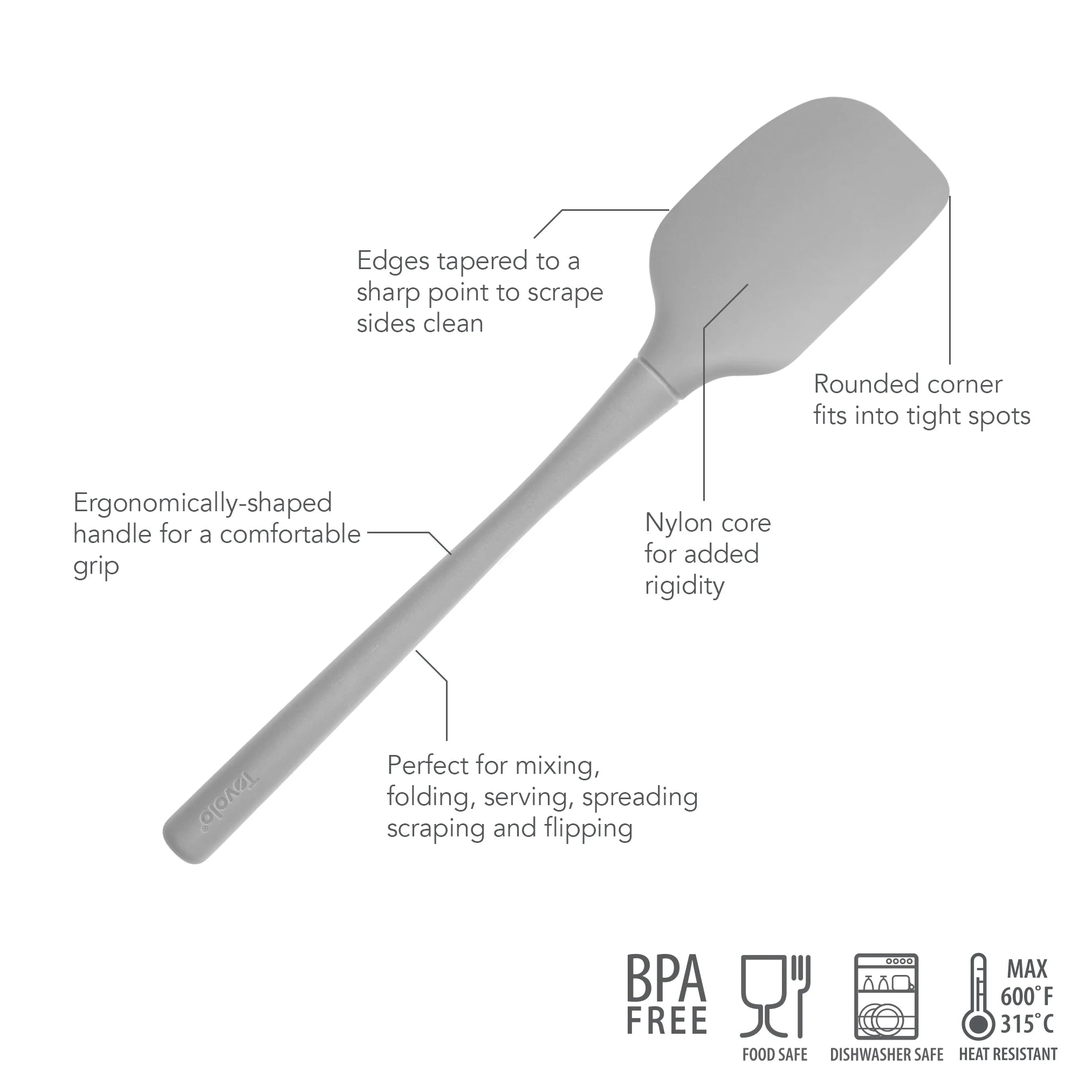 Silicone Spatula OYSTER GRAY Flex-Core