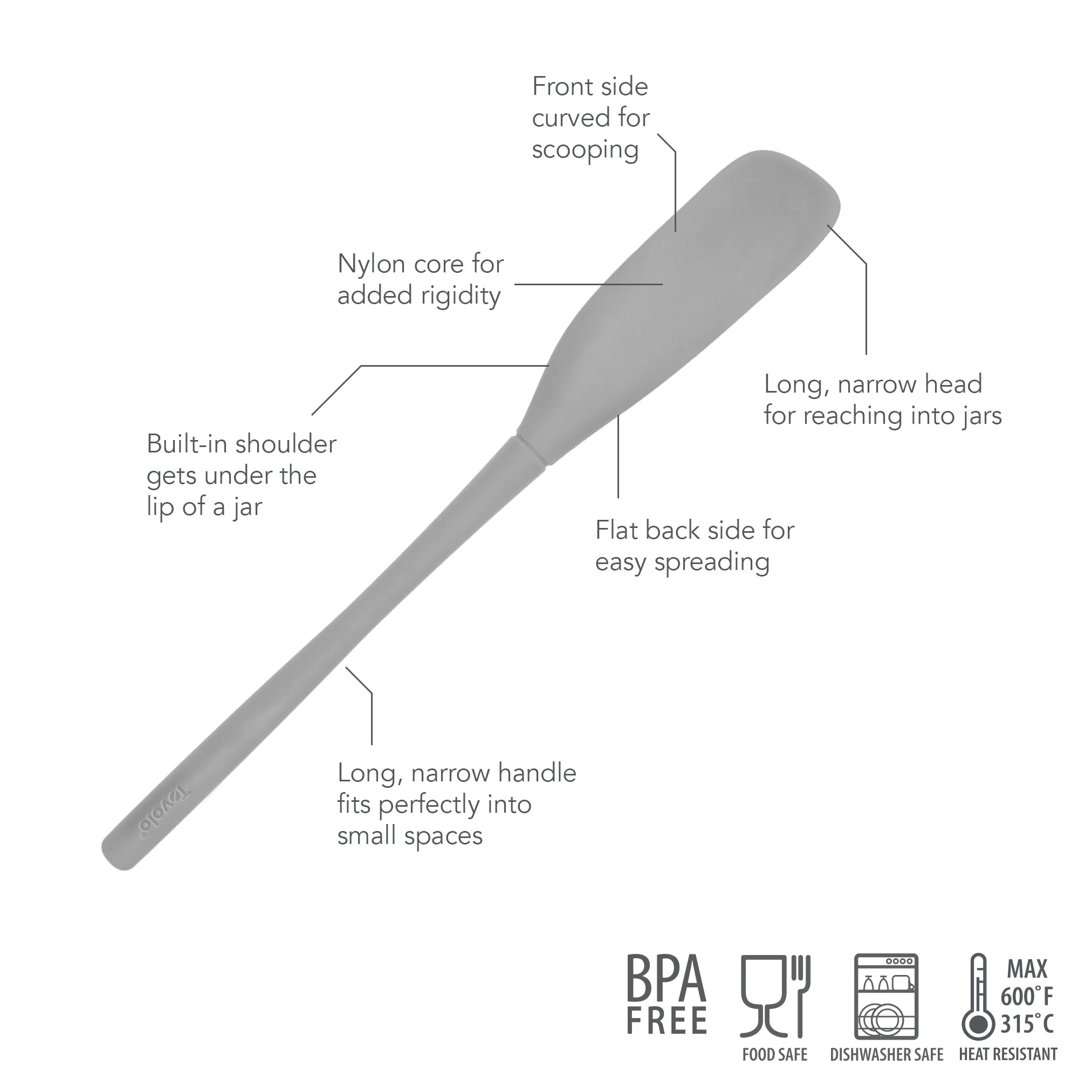 Silicone Jar Scraper OYSTER GRAY Flex-Core