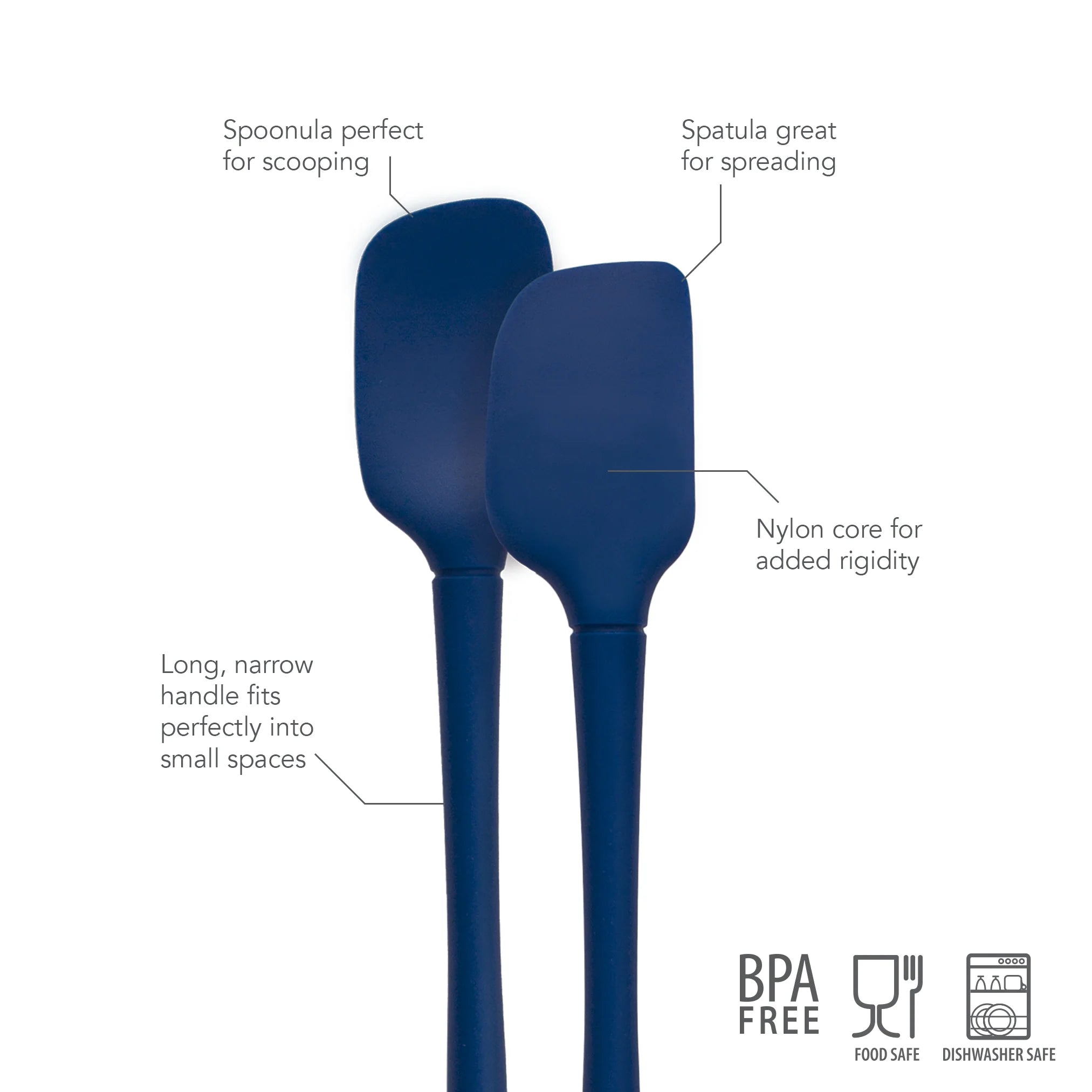 TOV All-Silicone Mini Spatula/Spoonula (Set of 2) DEEP INDIGO Flex-Core [6] TOVOLO ***