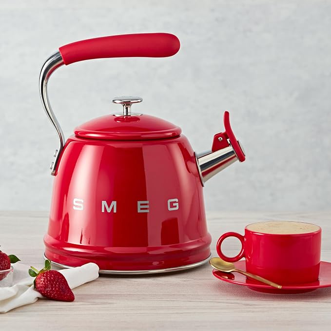 SMEG Whistling Stovetop Kettle RED 50's Retro