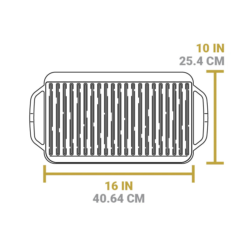 LODGE 16" x 10" Chef Style Rectangular Reversible Grill/Griddle [2] ***
